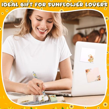 18 Pcs Sunflower Desk Accessories, 9 Pads Cute Sticky Notes, 9 Kawaii Pens, 3 x 3 Inches Notepads Memo Pad for Office Supplies Meeting Students School Decor Teacher Gifts - style: Sunflower
