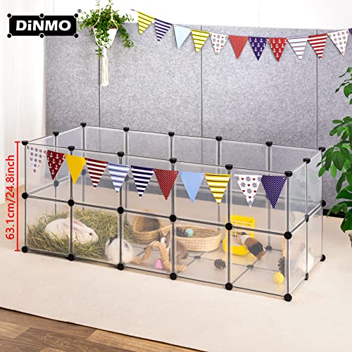 DINMO Guinea Pig Cages with Floor, Puppy Playpen, Small Animal Playpen for Rabbit, Bunny, Ferret, Hedgehog, DIY, Expanded, Portable, Exercise Fence, 61.2 x 24.8 x 24.8inch - style: Plastic-28 panels