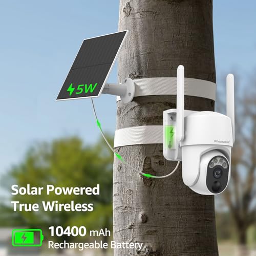 BOAVISION 4G LTE Cellular Solar Security Camera Wireless Outdoor, Alert PTZ Cameras with 5MP HD Night Vision, PIR Motion Sensor, 2 Way Audio, No WiFi Needed Security Camera