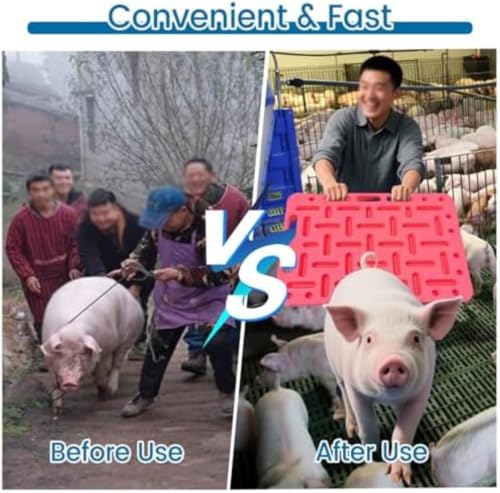 Lightweight Pig Sorting Panels, 30in 38'' 48 Inch Long Portable Livestock Sorting Panel for Farms & Ranches, One-Piece Molding Safety Hog Panels Easy to Hold & Carry - size: Large