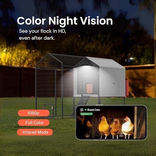 Smart Coop All-in-One Chicken Bundle Predator-Proof All-Weather Chicken Coop with Dual Smart Cameras, Automatic Door, Solar Kit, All-Weather Tarp for 4-6 Chickens - size: Coop + Complete Bundle