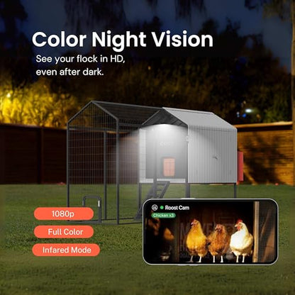 Smart Coop All-in-One Chicken Bundle Predator-Proof All-Weather Chicken Coop with Dual Smart Cameras, Automatic Door, Solar Kit, All-Weather Tarp for 4-6 Chickens - size: Coop + Complete Bundle