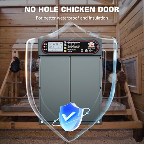 Automatic Chicken Coop Door with Horizontal Dual Opening, Remote & Manual Control, USB Backup, Predator-Proof Larger Opening Size House Door Solar Powered for Chicken, Duck and Poultry, Gray