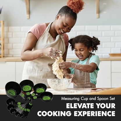 Chef Craft Easy to Ready Plastic Measuring Cup Set, 10 piece set, Green - color: Green