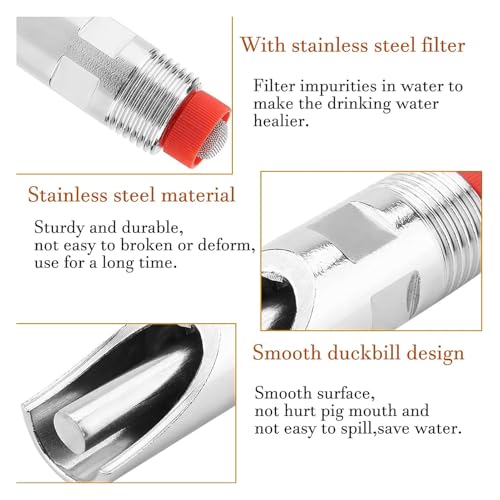 Pssopp Livestock Waterer Nipple Waterer, Stainless Steel Water Drinker Feeder Water System for Goats Swine Piglets Drinking Nan