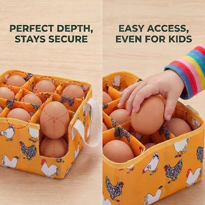 UKJENT Egg Collecting Basket for Kids & Family Farm Chores, 9 Padded Pouches to Prevent Broken Eggs, Safe & Easy Egg Carrier with Sturdy Handle, Chicken Duck Goose Eggs Holder from Coop to Kitchen - color: Color 7