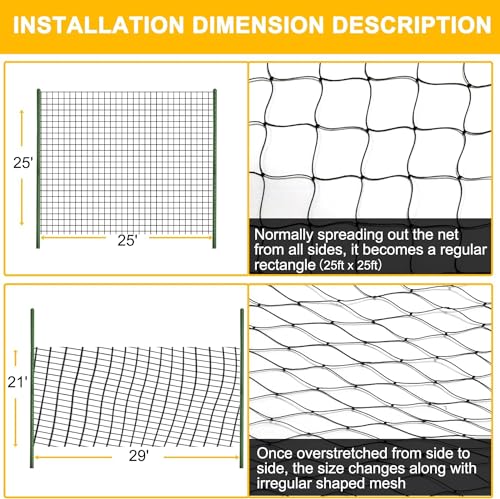 BSTPCOO Bird Net 25'x25' with 2.4" Square Mesh Bird Netting for Chicken Coop Roof, Poultry Netting Heavy Duty Nylon for Garden, Chicken Netting Fruit Tree Netting, Hawk Netting for Chicken Run - size: 2.4"-25' X 25'