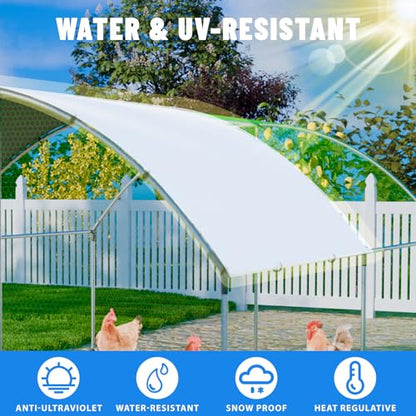 NUGRIART Large Metal Chicken Coop, Outdoor cage Run with Waterproof and Anti-UV Cover, Dome Roof Walk-in Poultry Cage Rabbit Duck House for Outside, Backyard and Farm. - size: 228.0"L x 120.0"W x 78.0"H