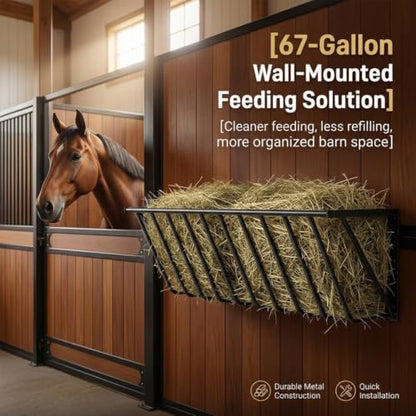 Wall Mounted Carbon Steel Hay Rack, Goat & Horse Feeder - 31.5 Inch with Mounting Kit