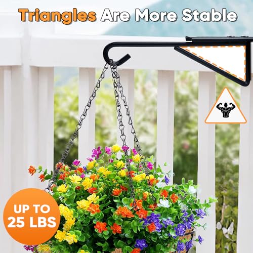 4Pack Adjustable Vinyl Fence Hooks Fit Fence Widths 0.75-3 Inch, Heavy Duty Vinyl Fence Plant Hangers for Hanging Plant Bird Feeders, Lights, Basket Over the Fence Hanger for Hanging Plant Outdoor