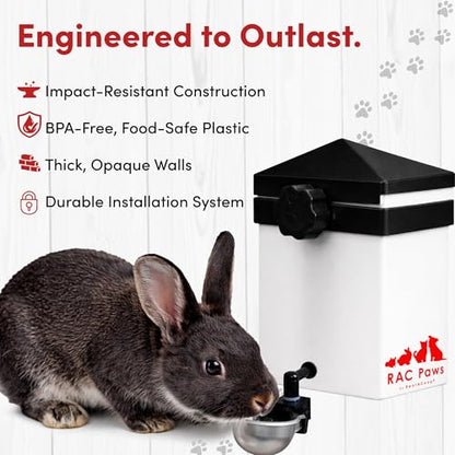 RentACoop No-Drip 64oz (2 Liter) Small Animal Drinking Bottle with Auto-Fill Metal Cup for Small Pet/Bunny/Ferret/Hamster/Guinea Pig/Rabbit/Chinchilla/Mouse/Rat. Food Grade Plastic - size: 64oz