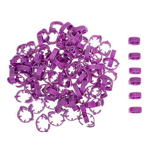 Kisangel 100pcs Chicken Leg Bands Numbered Leg Rings for Poultry Easy Identification Lightweight - color: Purple