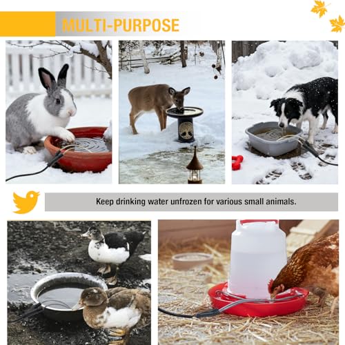 Chicken Water Heater Cord – Low-Watt Heated Chicken Waterer Cable for Winter, Safe Poultry Water Heating for Chickens, Ducks & Small Animals (1 Pack, Waterer Not Included)