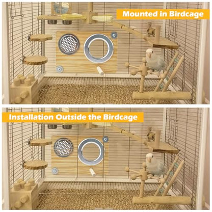 Bird Nesting Box for Window,Transparent Parakeet Nest Breeding Box Parrot Breeding Mating Box Bird Nest Box House Cage Accessories with Wood Perch for Parakeet Budgie Conure Parrot