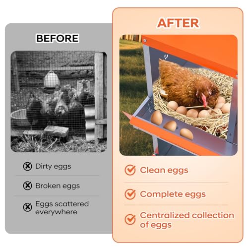 Egg Protection & Large Vented Holes - Galvanized Steel Chicken Nesting Box - 6 Compartments, Wall-Mountable, Easy Clean, Rustproof Hen Laying Box - Red, 84.5 x 42 x 90.3cm, 6 Compartments ZW - color: Orange | 6 Compartments+legs