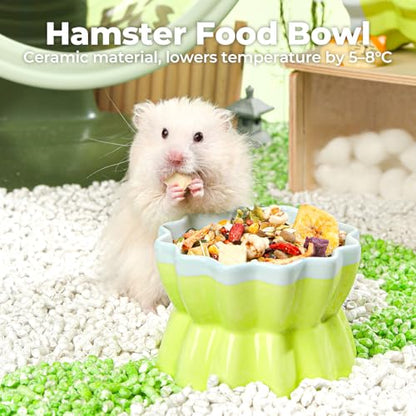mini&moe Hamster Food Bowl - Ceramic Guinea Pig Bowl Anti-Turning Small Pet Food Feeding Dish for Rabbit Rat Gerbil Mouse Chinchilla - color: Pink
