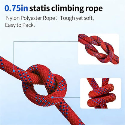 100Ft 3/4 Inch Heavy Duty Climbing Rope - for Tree Swing, Pulling, Outdoor & Gym Use (Red) - size: 100ft-Red-3/4