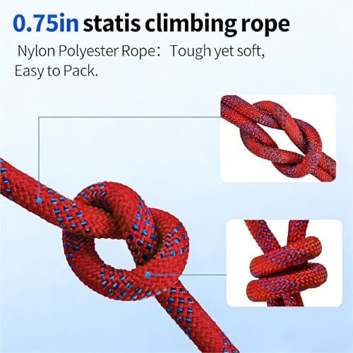 200Ft 3/4 Inch Heavy Duty Climbing Rope - for Tree Swing, Pulling, Outdoor & Gym Use (Red) - size: 200ft-Red-3/4
