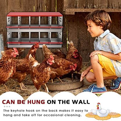 Nesting Box for Chickens, Roll Away Chicken Nesting Boxes with Easy Egg Collection Heavy Duty Metal Laying Box for Hens - 10 Compartment