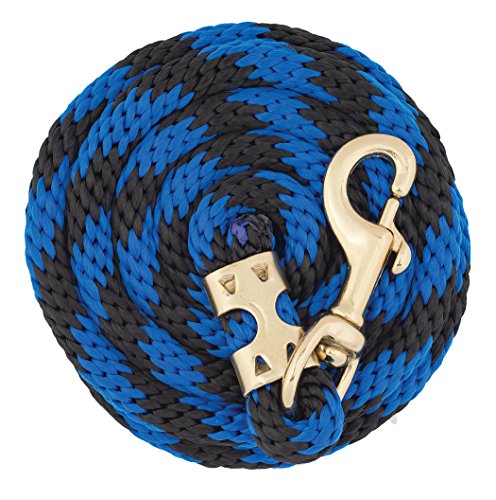 Weaver Equine Performance Lead Rope, 8' Horse Value Rope with Brass Plated 225 Snap, Soft Comfort Grip, Barn Horse Tack for Daily Use - color: Blue/Black