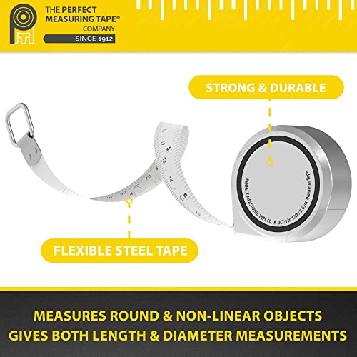 Perfect Pi Diameter Circumference Tape Measure - Imperial and Metric Tape Measure 1/2-inch By 12ft / 3.5m - Use for Measuring Cylindrical Objects - (Pipe Tape, Tree Tape) Model DCT120