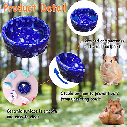 kathson 2 Pcs Hamster Food Bowl Guinea Pig Ceramic Water Bowl Small Animal Feeding Dish for Dwarf Hamster Gerbil Syrian Ferret Hedgehog Chinchilla Bunny (Navy)… - color: Navy