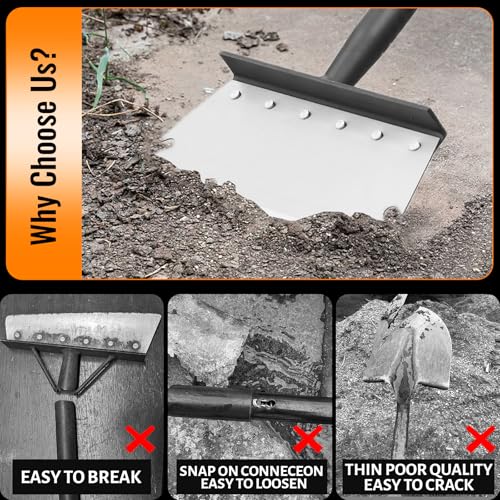 Garden Flat Shovel Scraper, Multifunctional Garden Cleaning Shovel with 59 Inch Long Handle, Heavy Duty Outdoor Floor Scraper for Weed Cleaning,Trenching,Edging and Removing Snow,Ice,Weeds,Dirty,Moss - style: Silver Shovel