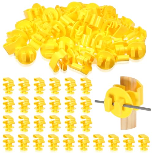 Geiserailie 150 Pcs T Post Insulators Shorter Wire Standard Snug Fitting T Post Clips Holding Insulators for Agricultural and Ranchers, Yellow