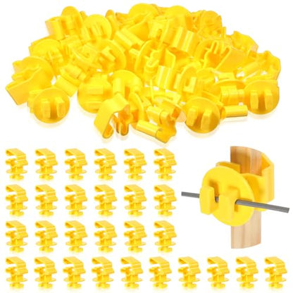 Geiserailie 150 Pcs T Post Insulators Shorter Wire Standard Snug Fitting T Post Clips Holding Insulators for Agricultural and Ranchers, Yellow