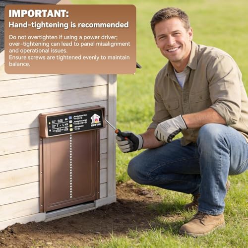 IBKINXX Automatic Chicken Coop Door Solar Powered, LCD Display with Timer & Light Sensor, 4 Modes Anti-Pinch & Weather Proof with Remote Control, Gold Door for Chickens, Ducks, Geese, Rabbits