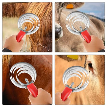 VANZACK 2Pcs Horse Hair Brush Durable Cattle Grooming Brush for Efficient Hair Removal Lightweight Comfortable Handle for Horse and Livestock Care