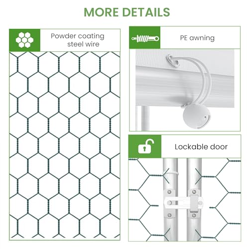 Large Metal Chicken Run, Chicken Coop with Lockable Door Round Shape Walk-in Chicken Hen House with Waterproof & Anti-UV Cover for Duck Rabbit Habitat Cage Outdoor Poultry Cage for Yard Farm - size: 119.0"L x 79.0"W x 80.0"H