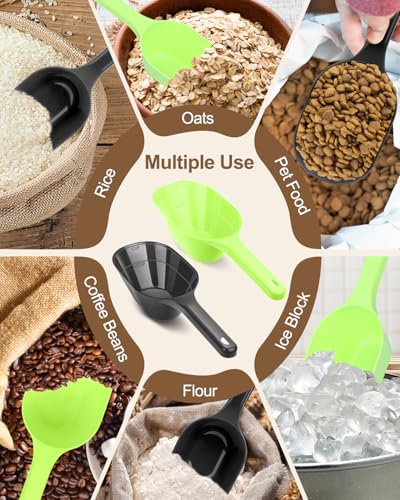 2 PACK Dog Food Scoop,1 Cup Capacity Pet Food Scoop With Measuring Lines For Dog, Puppy and Cat (Green and Black) - color: Green and Black