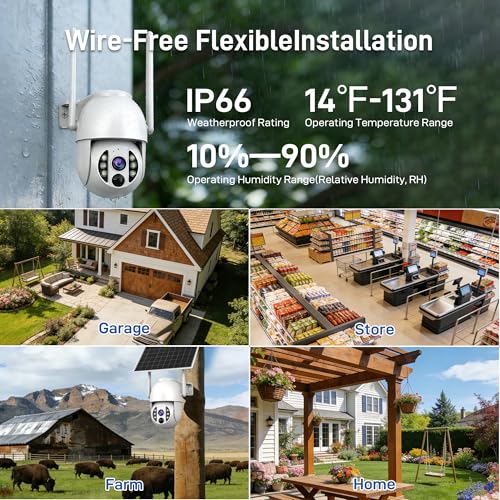 4G LTE 3K Security Cameras, Wireless Solar Powered Security Camera Outdoor, IP66, HD Color Night Vision, AI Triple Detection, 360° Auto Tracking, Smart Cameras for Home Securitym, No WiFi Required