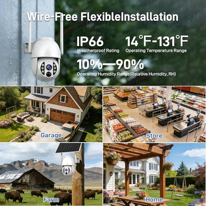 4G LTE 3K Security Cameras, Wireless Solar Powered Security Camera Outdoor, IP66, HD Color Night Vision, AI Triple Detection, 360° Auto Tracking, Smart Cameras for Home Securitym, No WiFi Required