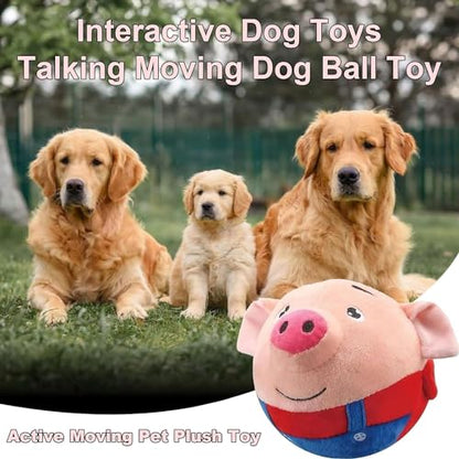 Active Moving Pet Plush Toy Interactive Dog Toys, Squeaky Moving Dog Ball Toy, Washable Cartoon Pig Plush Sound Electronic Dog Toy, Shake Bounce Boredom Talking Toys for Dog Pets Cats1, pink