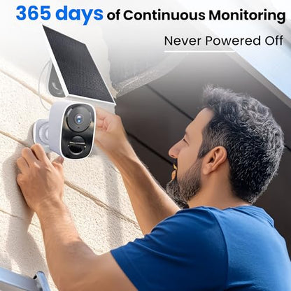 HITELLARCAM 2026 Upgraded 2K Security Cameras Wireless Outdoor with Solar Panels, Free Cloud Storage, AI Motion Detection Spotlight Siren Alarm Outdoor Camera Wireless, 2-Way Talk, IP66 Waterproof - color: White - Camera with Solar Panel