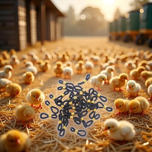 50Pcs Black Baby Chick Splay Leg Hobble Chicken Leg Bands Adjustable Hobbling Chicken Hobble Braces for Spraddle Leg Repair Poultry Care Supplies for Chick Bird Ducks Newly Hatched
