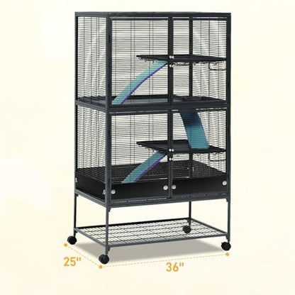 MARGAR Urine Guard & Scatter Guard for Ferret Nation & Midwest Critter Nation Cage - Rustproof Aluminum Pet Cage Poop Guard, Easy Install for Ferrets Chinchillas Rats Totoro - Large Black Single Layer