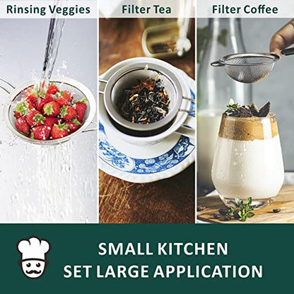 Yimi Fine Mesh Strainers Skimmers Set of 4, Stainless Steel Sieve Strainer Wire Sifter Colanders with Anti-Scald Handle,Kitchen Utensil Ideal for Strain Pasta Quinoa Rice, Ideal for Gift - size: 4-Piece Fine Mesh Strianer Set for Baking