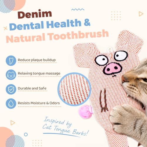 Cat Toys for Indoor Cats, 2 PCS 8000mg A+Natural Catnip Silvervine Crinkle Interactive Cat Toy Pig with Bell Elastic Tail, Baby-Grade Plush Chew Toy for Teeth Cleaning, Cat Kickers for Boredom