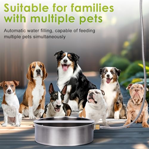 Automatic Dog Water Bowl Dispenser Large Breed Outdoor Pet Water Fountain Pet Waterer with Float Valve 6.5L Heavy-Duty Stainless Steel Auto Waterer for Large Dogs Cats Puppy Chicken Goat - size: 2 drinking ports