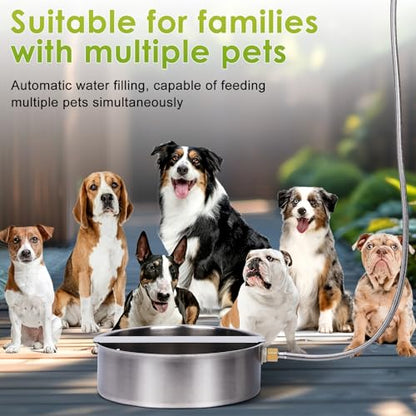 Automatic Dog Water Bowl Dispenser Large Breed Outdoor Pet Water Fountain Pet Waterer with Float Valve 6.5L Heavy-Duty Stainless Steel Auto Waterer for Large Dogs Cats Puppy Chicken Goat - size: 2 drinking ports