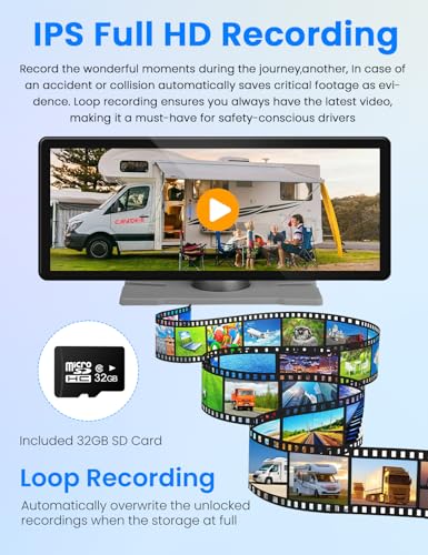 Wireless Backup Cameras System with 10.26"Pre-Wired for Furrion System 1080P HD IPS Touch Screen-No Delay,IP69K Waterproof,Super Night,Wide Split Screen 2-Channel for Reversing RV,Trailer,Camper,Truck