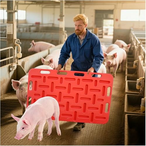 Portable Livestock Panels with Handles – Thickened Safe Hog Panels with Groove Design for Easy Animal Guidance and Effective Herd Management - size: 47.6x30.7 in