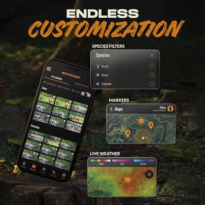 SPYPOINT Flex-S-Dark Starter Pack with SD Card - Solar Cellular Trail Camera – Built-in Solar Panel, 40MP Photos, 1080p Videos + Sound, No-Glow Game Camera, Night Vision, Motion Activated Trail Cam - style: Starter Pack – 1 Cameras (1 SD Card)