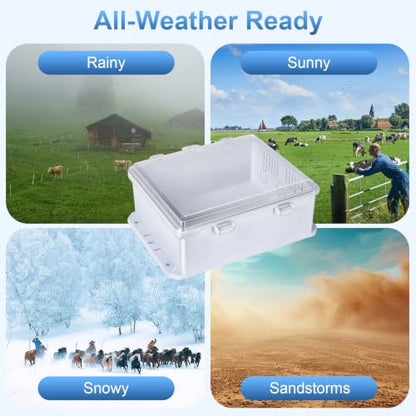 Outdoor Electrical Box Waterproof, 8.94×7.48×3.78 Inch Waterproof Enclosure with 656 Feet/200 Meters Electric Fence Rope Polywire,for Outdoor/Small Electric Fence Charger Installation (with clear lid) - size: Polywire with Insulators