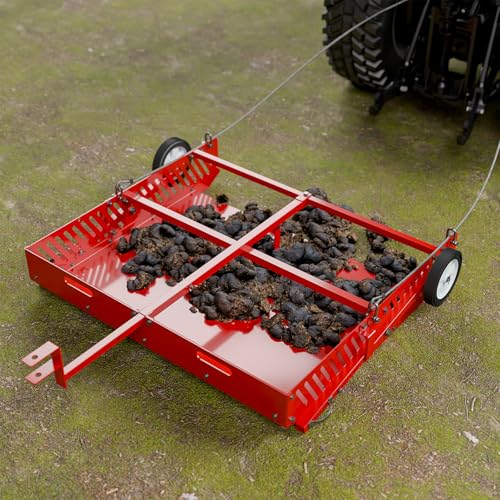 Efficraft Heavy Duty 2-in-1 Manure Fork & Tow Behind Trailer Manure Scoop, Yard Sweeper for Horse Manure, Versatile Lawn Sweeper, and Efficient Drag Manure Collector for Easy Cleanup