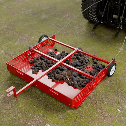 Efficraft Heavy Duty 2-in-1 Manure Fork & Tow Behind Trailer Manure Scoop, Yard Sweeper for Horse Manure, Versatile Lawn Sweeper, and Efficient Drag Manure Collector for Easy Cleanup