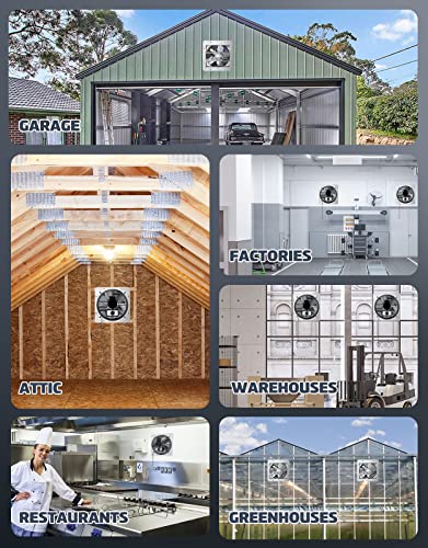 iLIVING 12" Wall Mounted Shutter Exhaust Thermostat Control-3 Speeds Vent Fan For Home Attic, Shed, or Garage Ventilation, 960 CFM, 1200 SQF Coverage Area, Variable, Silver - style: 12" Fan w/ Thermostat